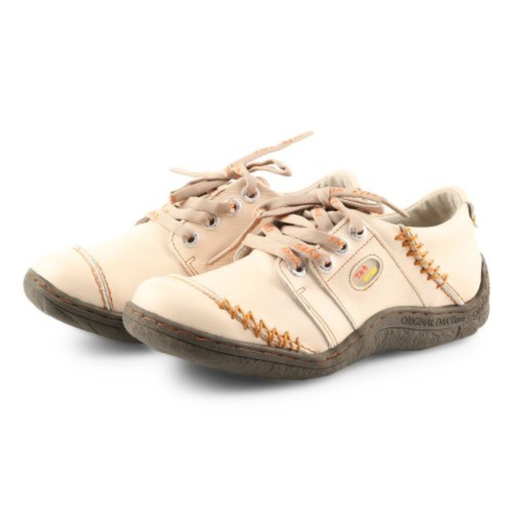 NIB TMA EYES | Taupe & Gray Stitch-Detail Leather Walking Shoe